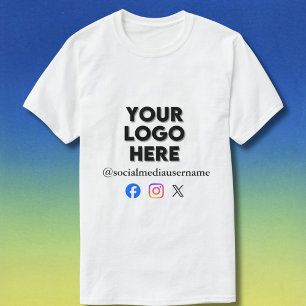 *Benutzerdefiniertes Logo und Social Media Busines T-Shirt