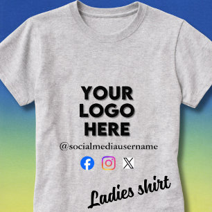Benutzerdefiniertes Logo und Social Media Business T-Shirt