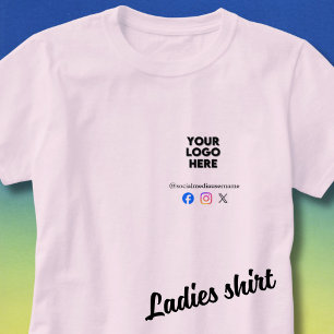 Benutzerdefiniertes Logo und Social Media Business T-Shirt