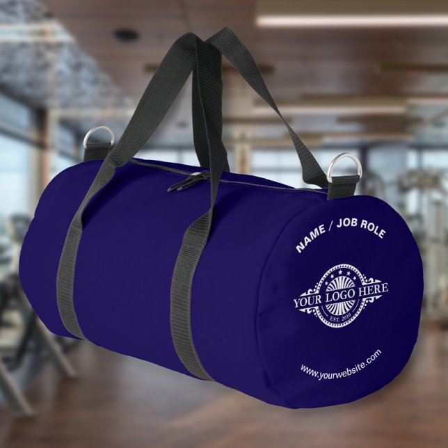Benutzerdefiniertes Logo und Text Navy Gym Duffle Bag (Von Creator hochgeladen)
