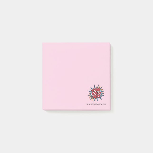 Benutzerdefiniertes Logo und Website-Info Rosa Post-it Klebezettel (Vorderseite)