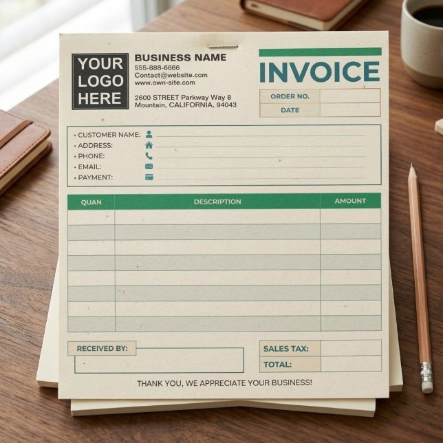 Benutzerdefiniertes Logo | Vorlage für Kleinuntern Notizblock (Custom Shop Simple Invoice Template Customer Sales Invoice Forms)