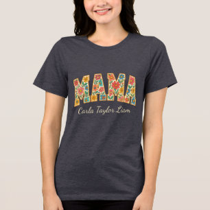 Benutzerdefiniertes Mama mit Kindernamen oder Ostj Tri-Blend Shirt