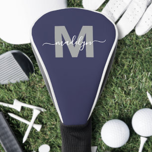 Benutzerdefiniertes Marineblau Initialen Name Mono Golf Headcover