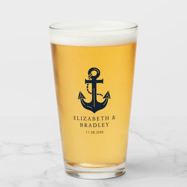 Benutzerdefiniertes maritimes Hochzeitsthema Navy  Glas (Vorne (Gefüllt))