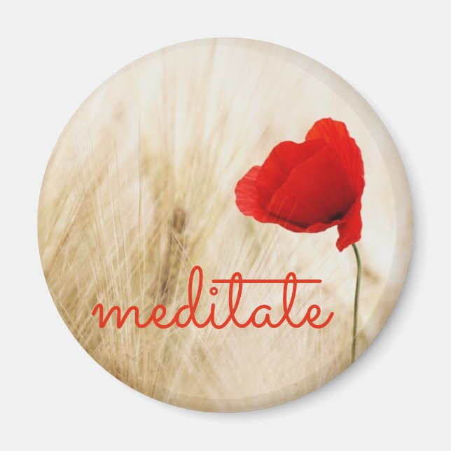 Benutzerdefiniertes MEDITATE mit Mohnblume-Blume Magnet (Vorne)