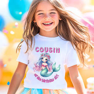 Benutzerdefiniertes Meerjungfrau-Cousin des Geburt T-Shirt