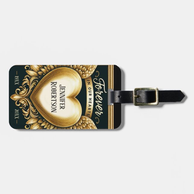 Benutzerdefiniertes Memorial-Herz Gepäckanhänger (Vorderseite horizontal)