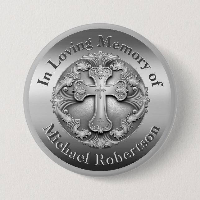 Benutzerdefiniertes Memorial mit Cross Button (Vorderseite)