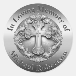 Benutzerdefiniertes Memorial mit Cross Runder Aufkleber
