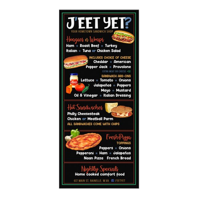 Benutzerdefiniertes Menü Sandwich Shop Deli (Vorne)