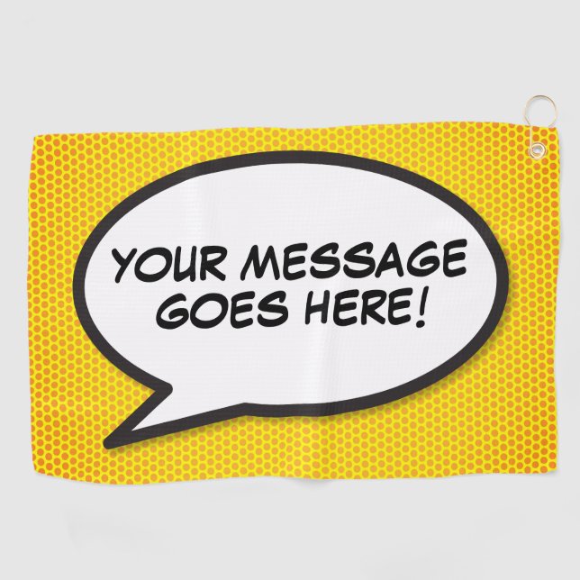 Benutzerdefiniertes Message Speech Bubble Fun Comi Golfhandtuch (Horizontal)