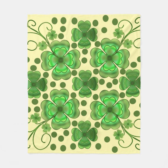 Benutzerdefiniertes Metallic Grün Kleeblatt & Wirb Fleecedecke (Vorderseite)