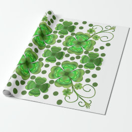 Benutzerdefiniertes Metallic Grün Kleeblatt & Wirb Geschenkpapier