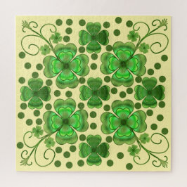 Benutzerdefiniertes Metallic Grün Kleeblatt & Wirb Puzzle