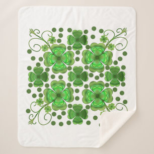 Benutzerdefiniertes Metallic Grün Kleeblatt & Wirb Sherpadecke