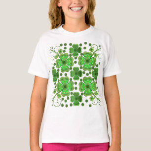 Benutzerdefiniertes Metallisches Grünes Kleeblatt  T-Shirt