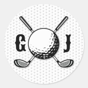 Benutzerdefiniertes Minimalistisches Golf Monogram Runder Aufkleber