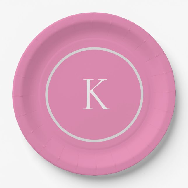 Benutzerdefiniertes minimalistisches Monogramm Pappteller (Vorderseite)