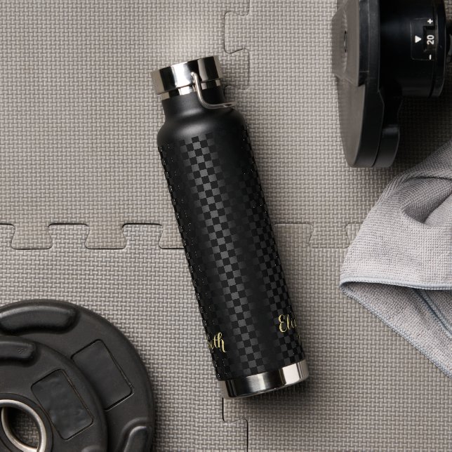 Benutzerdefiniertes Mit Monogramm, modernes schwar Trinkflasche (Fitnessstudio)