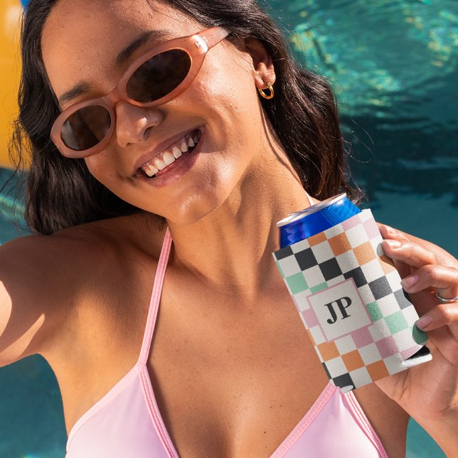 Benutzerdefiniertes Mit Monogramm Retro-Prüfbrett Dosenkühler (Von Creator hochgeladen)