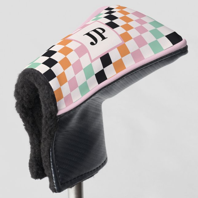 Benutzerdefiniertes Mit Monogramm Retro-Prüfbrett Golf Headcover (3/4 Vorderseite)