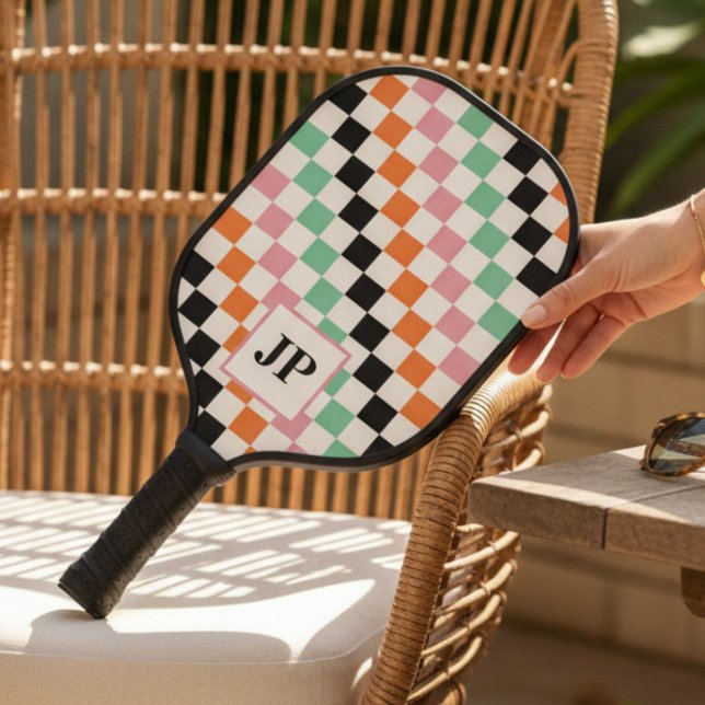 Benutzerdefiniertes Mit Monogramm Retro-Prüfbrett Pickleball Schläger (Von Creator hochgeladen)