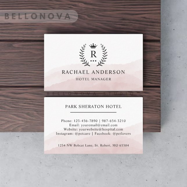Benutzerdefiniertes Mit Monogramm Schwarz-Weiß-Ros Visitenkarte (Custom Initial & White Black Pink Monogrammed Business Card)