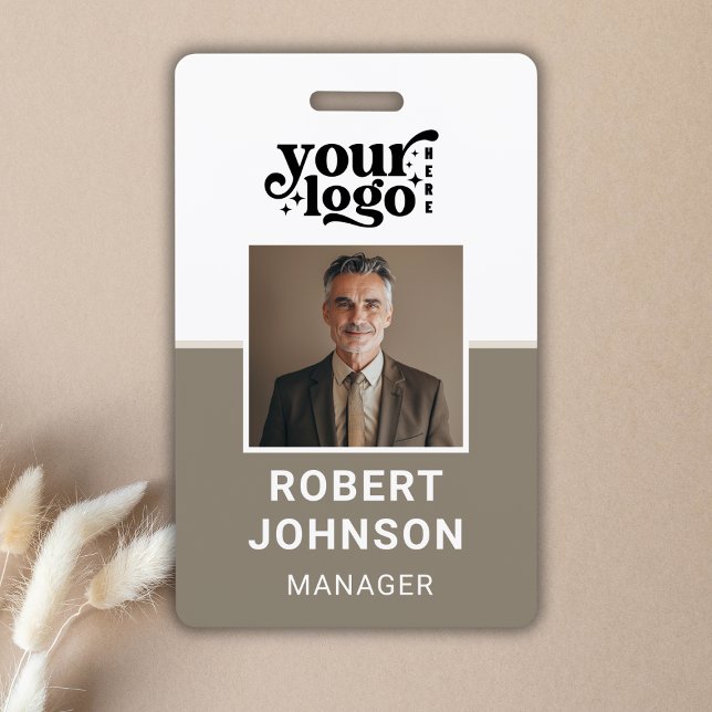Benutzerdefiniertes Mitarbeiterfoto Firmenlogo Mod Ausweis (Custom Employee Photo Company Logo Modern Name Badge)