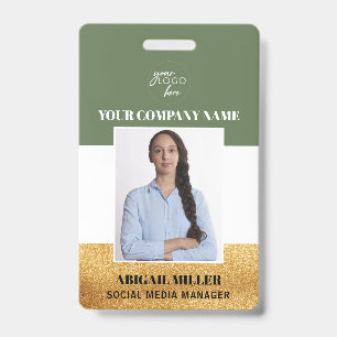 Benutzerdefiniertes Mitarbeitername-Logo-Foto-grün Ausweis