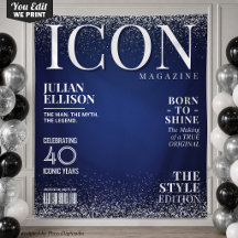 Benutzerdefiniertes Mode-Magazin-Banner, Blau Silb
