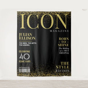 Benutzerdefiniertes Mode-Magazin-Banner, Schwarz-G Wandteppich