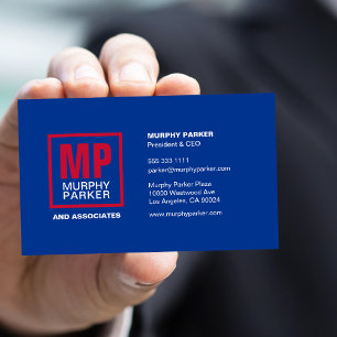 Benutzerdefiniertes, modernes Blue Red White Monog Visitenkarte