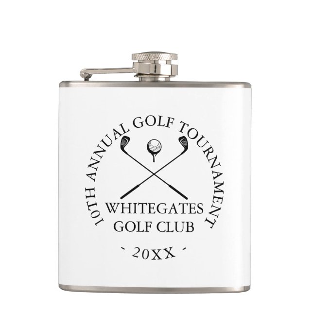 Benutzerdefiniertes modernes Golfclub-Turnier  Flachmann (Vorderseite)