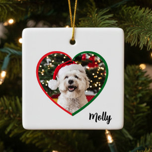 Benutzerdefiniertes modernes Hunde-Foto-Weihnachte Keramikornament