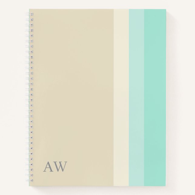 Benutzerdefiniertes modernes Monogramm Beige Sand  Notizbuch (Vorderseite)