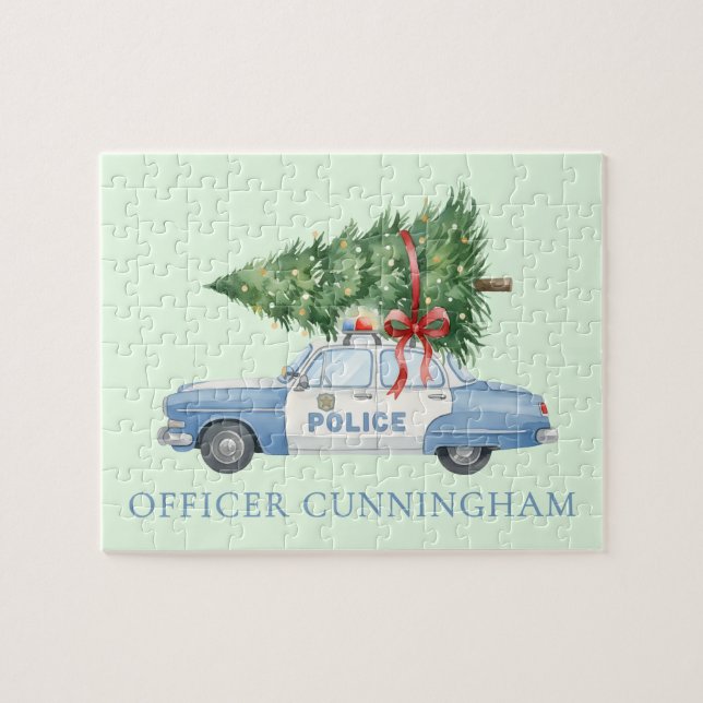 Benutzerdefiniertes modernes Polizeibeamter Weihna Puzzle (Horizontal)