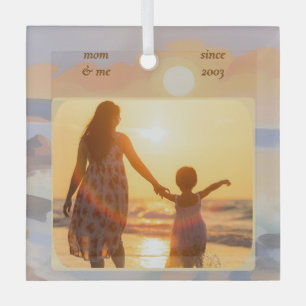 Benutzerdefiniertes "Mom und Ich" Foto-Andenken Qu Ornament Aus Glas