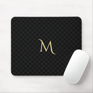 Benutzerdefiniertes Monogram Black Karo Muster Zuh Mousepad