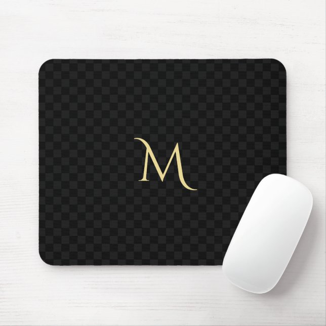Benutzerdefiniertes Monogram Black Karo Muster Zuh Mousepad (Mit Mouse)