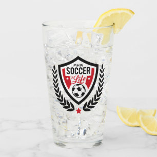 Benutzerdefiniertes Monogram-Fußballlogo Glas