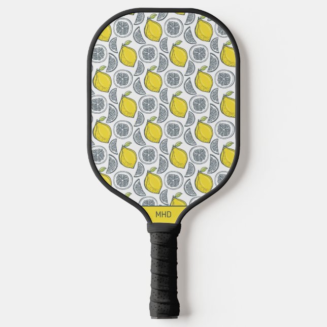 Benutzerdefiniertes Monogram-Lemon-Muster Pickleball Schläger (Vorderseite)