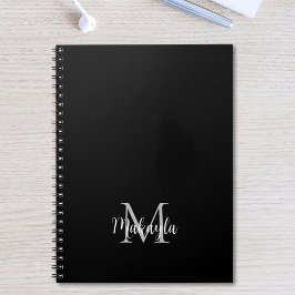 Benutzerdefiniertes Monogram Name Black Notebook Notizblock
