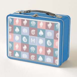 Benutzerdefiniertes Monogram Seashells Muster Metall Brotdose