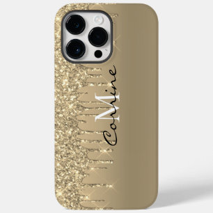 Benutzerdefiniertes Monogramm 14k Gold Glitter Tro iPhone 14 Pro Max Hülle
