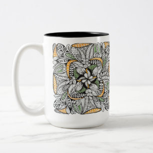 Benutzerdefiniertes Monogramm Abstract Doodle Zweifarbige Tasse