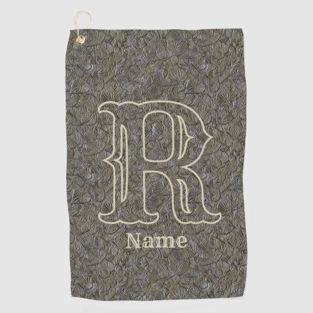 Benutzerdefiniertes Monogramm Anfangsbuchstabe Nam Golfhandtuch (Vorderseite)