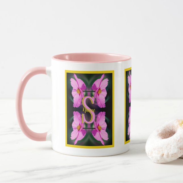 Benutzerdefiniertes Monogramm Anfangsbuchstabe Nam Tasse (Mit Donut)