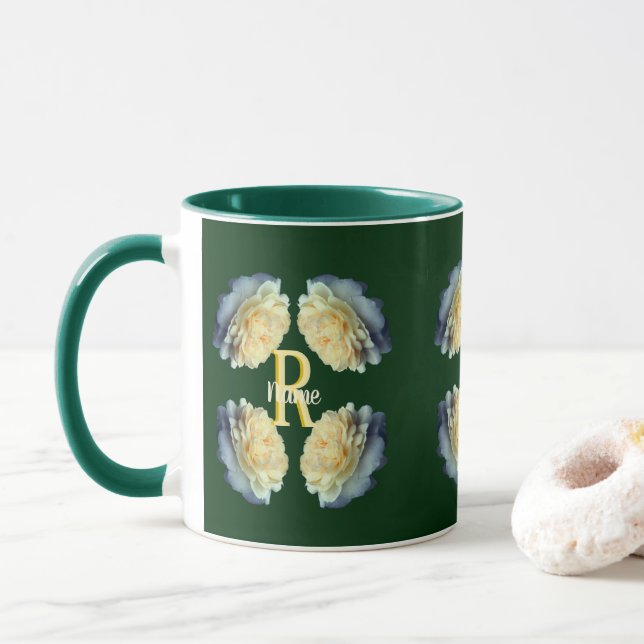 Benutzerdefiniertes Monogramm Anfangsbuchstabe Nam Tasse (Mit Donut)