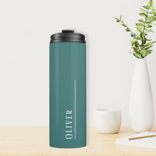 Benutzerdefiniertes Monogramm, aquamarin grün blau Thermosbecher